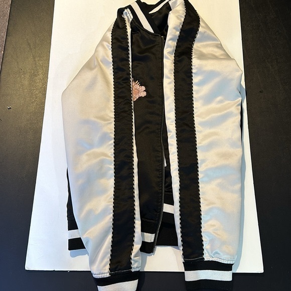 VANS Souvenir Satin Embroidered Jacket with Tigers and Palm Trees Black Size M - Picture 9 of 15